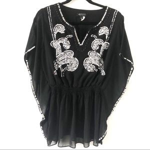 MARINEBLU FLOWING SEQUINS BLACK TOP